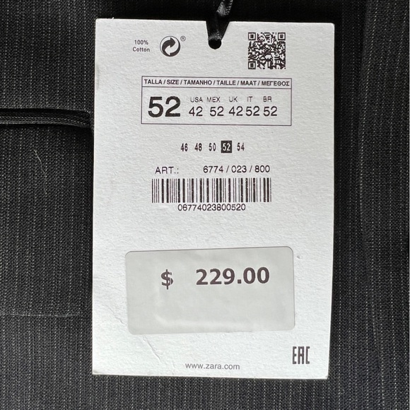 ZARA PINSTRIPE SUIT JACKET LIMITED EDITION BLACK SIZE 42  | 6774/023/800 - Picture 13 of 16